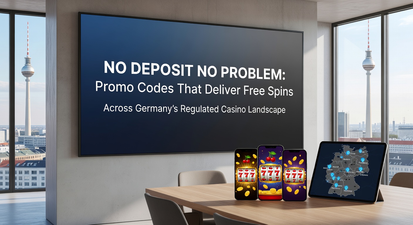 Nahaufnahme eines Laptops mit geöffnetem Casino-Account, der Free Spins nach Promo-Code-Eingabe anzeigt, umgeben von deutschen Flaggen und GGL-Siegeln für regulierte Sicherheit